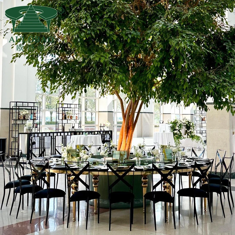 changeable halfmoon , S and O shape stainless steel leg glass top wedding tables