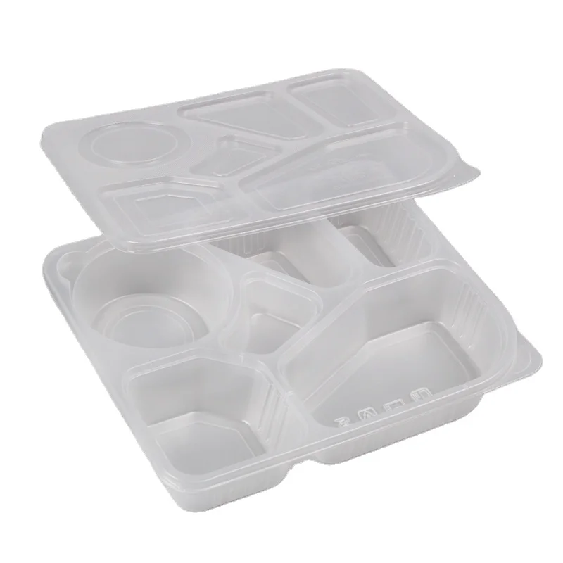 
Free eco-friendly microwave safe black 3 compartment takeaway plastic food container with clear lid 