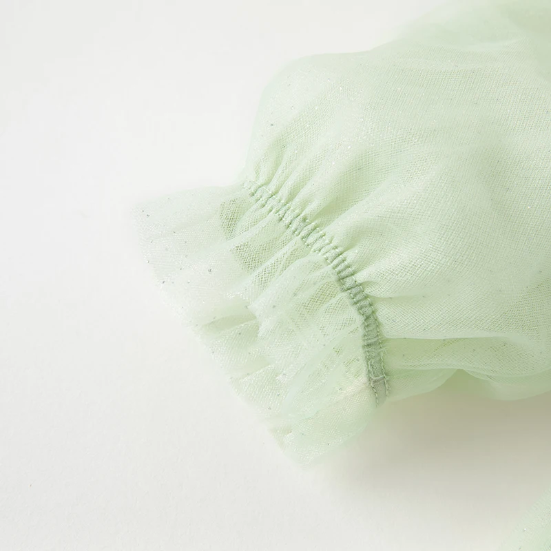 DB3236462 DAVE BELLA Autumn Children Girls Fashion Green Mesh Embroidered Butterfly Lapel Comfort Flower Bag Lace Cuffs Dress