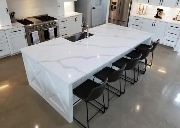 BOTON STONE Best Quality Artificial Stone Kitchen Countertop White Floor Tiles Chinese Calacatta Quartz Slab