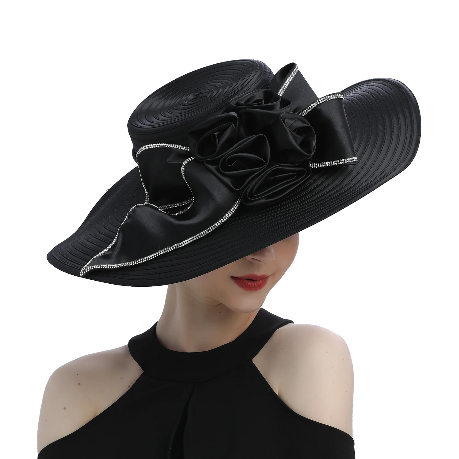 Hot Sale Perfect Church Hats Party Fascinator Kentucky Derby Hats Banquet Satin Cloth Sun Hats  For Women Wedding