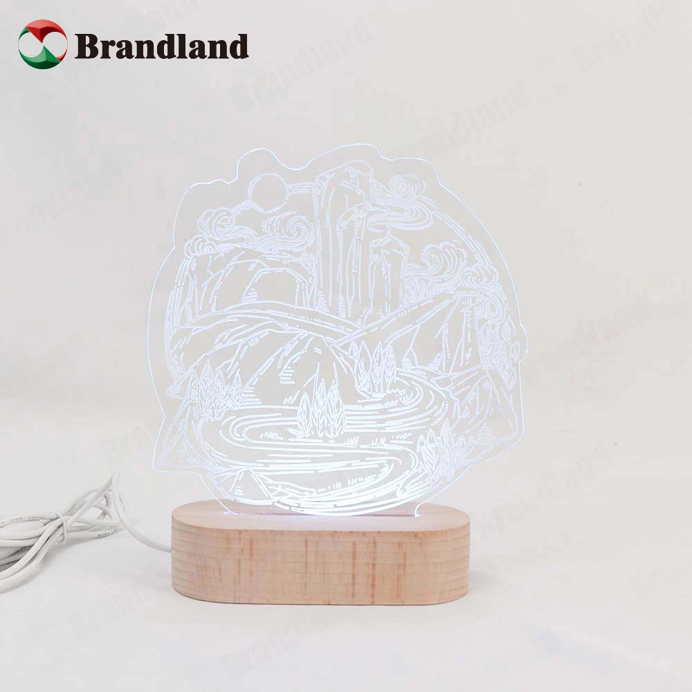 Brandland Custom Size LED light Acrylic Board with wooden base stand
