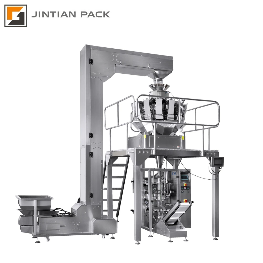 Full Automatic Cashew Flax Seeds day coffee bean Banana Puffs Corn Twists Cocoa Chicken rice Crispy dry food packaging machine