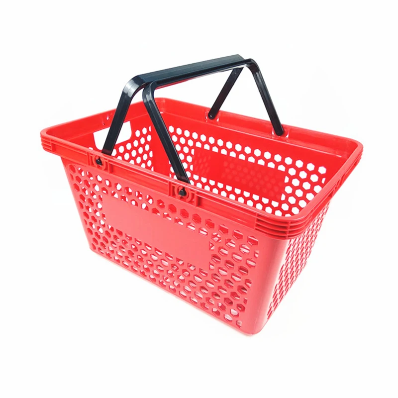 wholesale grocery and supermarket two handle honeycomb plastic hole shopping basket