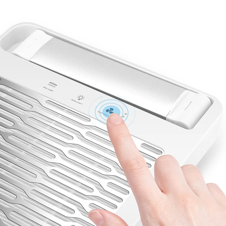 Powerful Electric Nail Dust Collector Vacuum Suction Fan Manicure Machine for Manicure Table(with Nail Dryer & Desk Light)