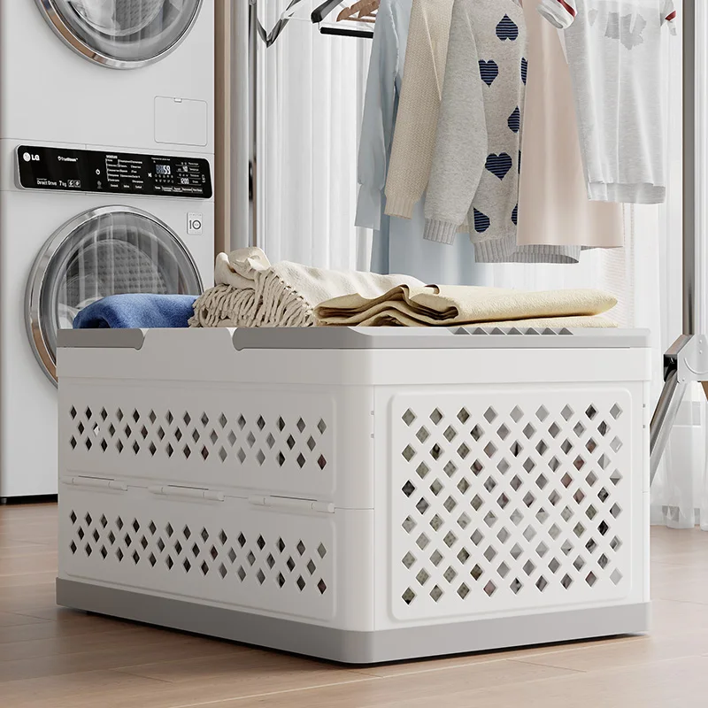 Large Capacity Plastic Sundries Organizer Outdoor Camping Portable Storage Basket Collapsible Laundry Storage Basket with Handle