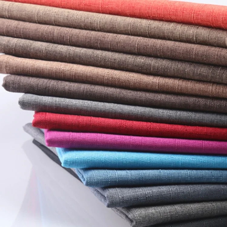 Stock 29 Colors High Quality 270gsm Thick Cushion Upholstery Sofa Linen Polyester Fabric
