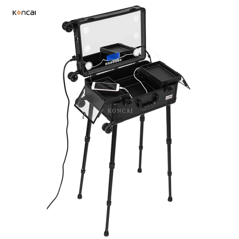 Professional lights decorative beauty box vanity cosmetic beauty makeup  case pouch box bag