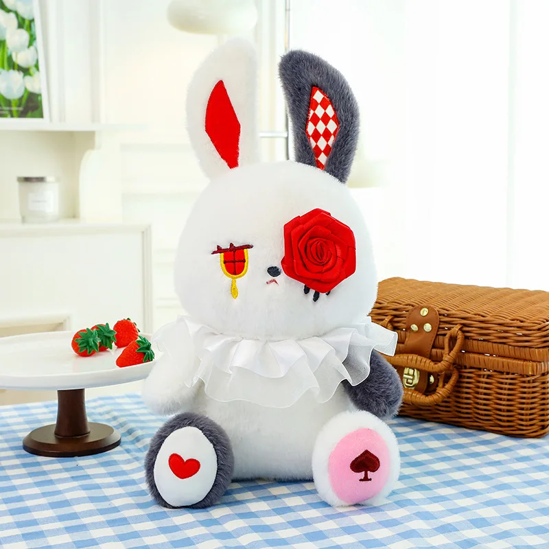 Custom Manufacture Cute Bunny Plush Rabbit Doll  Halloween Gothic Style Plush Toy