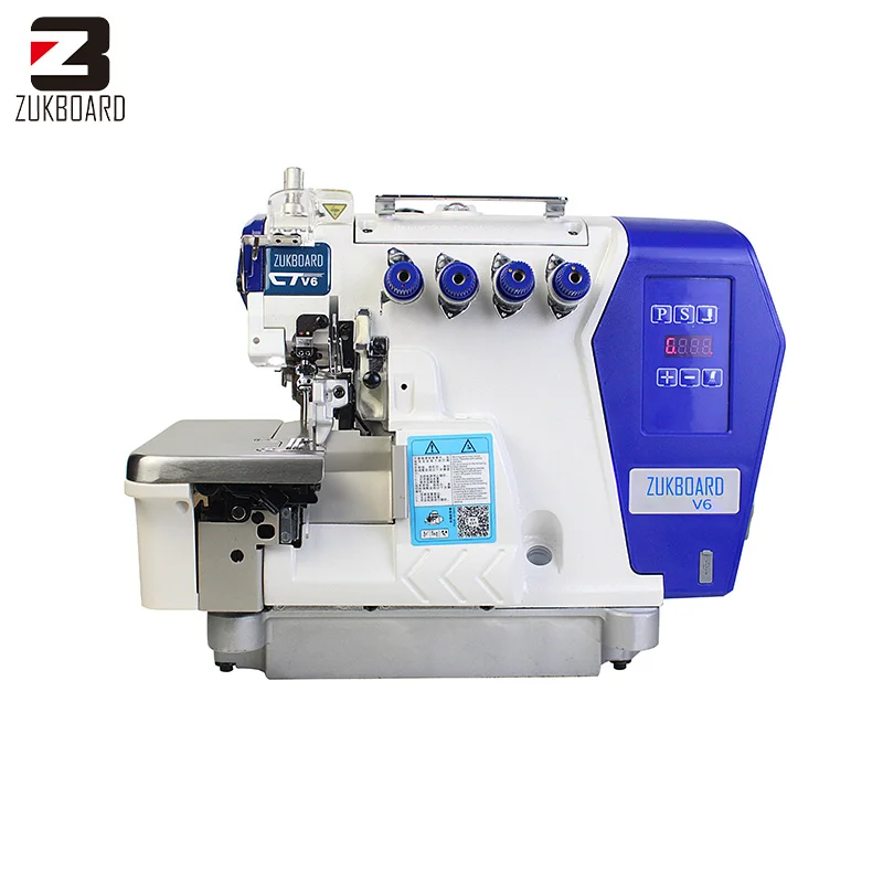 Universal classic four thread overlock sewing machine with a servo motor assembled and light