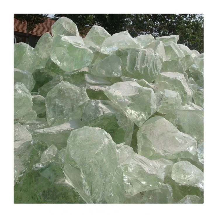Transparent green glass boulders cheap colored landscaping stone