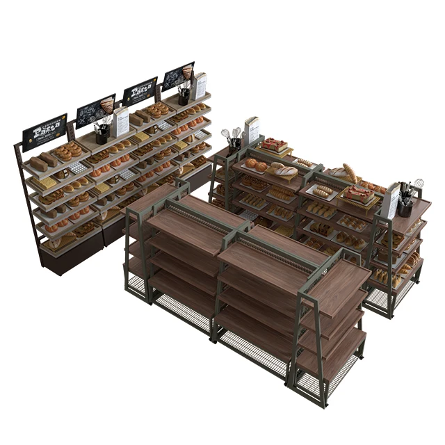 bread display rack customized size Bakery  Display Cabinet Wooden Bread Rack