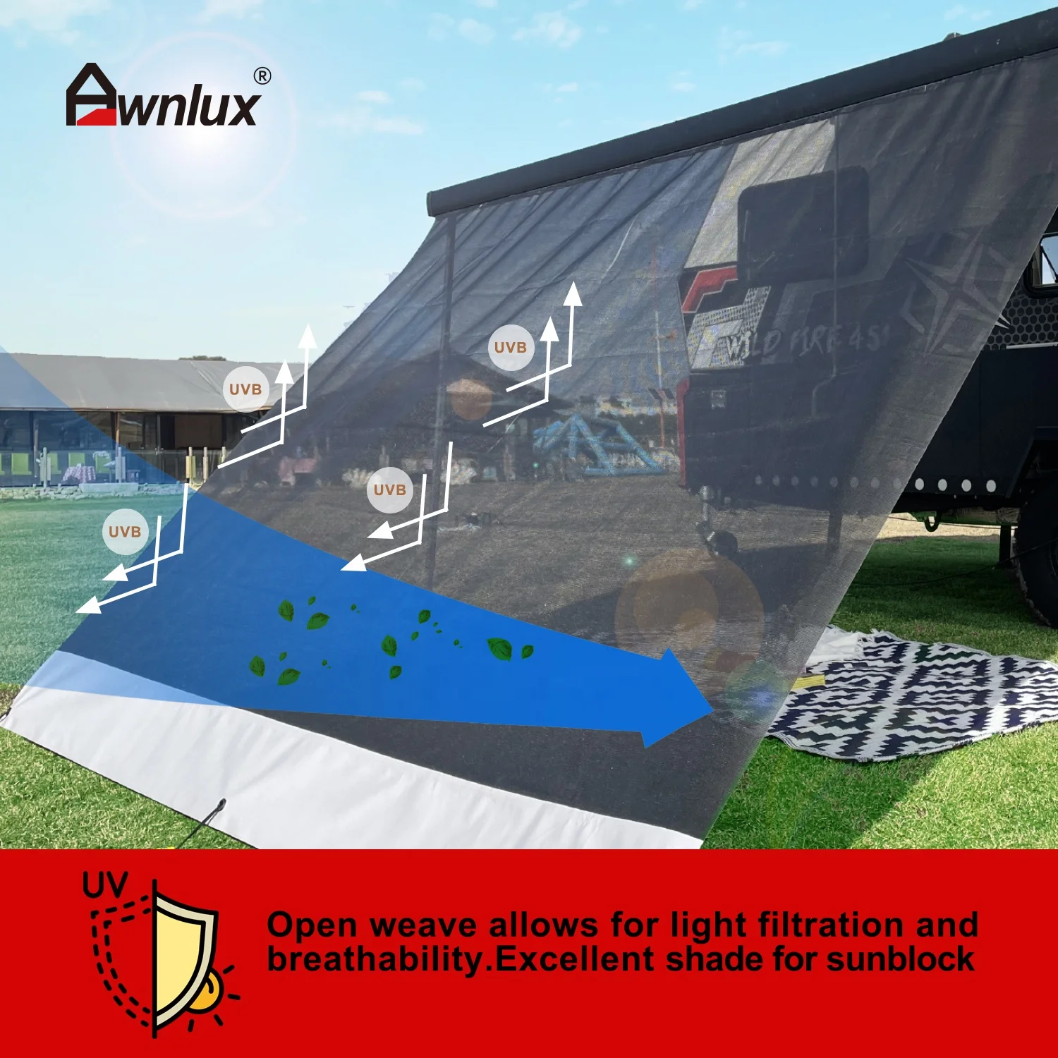 RV Caravan Awning Sunshade Privacy Screen For Camping Trailer UV SUN BLOCKER