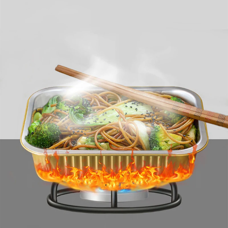 Heatable food packaging box gold heat preservation lunch box recyclable takeaway aluminum foil food container