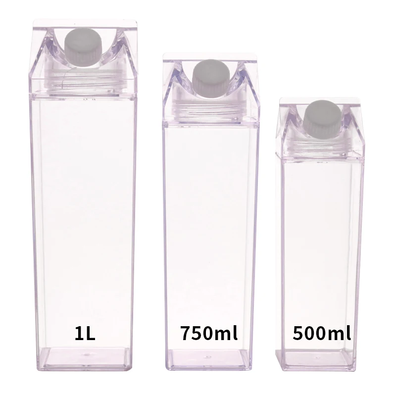 Wholesale Private Label Transparent Blank Juice Drinking Outdoor Classic Plastic Acrylic Water Bottle Milk Carton Cups