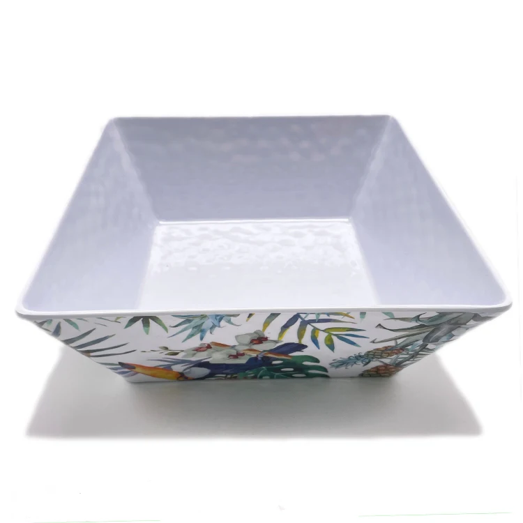 Factory direct Unbreakable square modern restaurant melamine plastic salad serving bowl