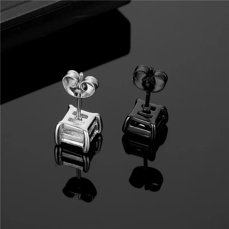 Titanium steel cast zircon earrings stainless steel earrings crystal screw ear crystal studs for men women