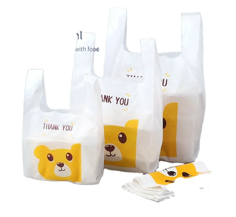 Take Out Bag Disposable Plastic Bag Factory Price OEM HDPE Food Shopping Plastic Customized Thank You Printing PE Carton Packing