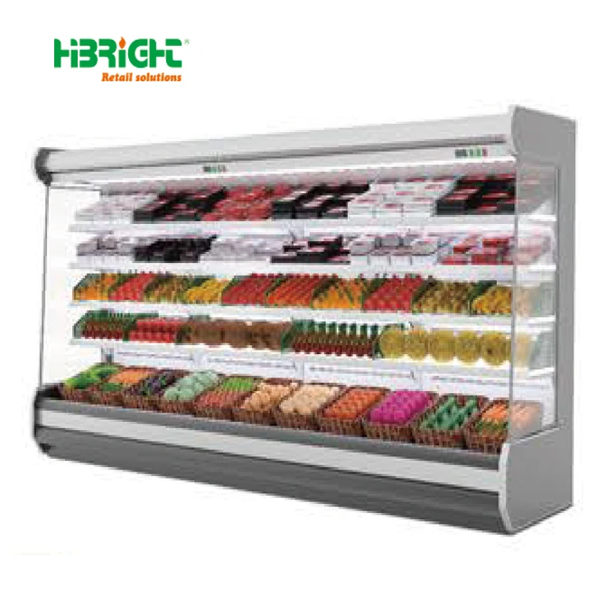 Remote front glass Narrow Multidecks Open Chiller Refrigerators for Supermarket Display Fridges Refrigeration Equipment