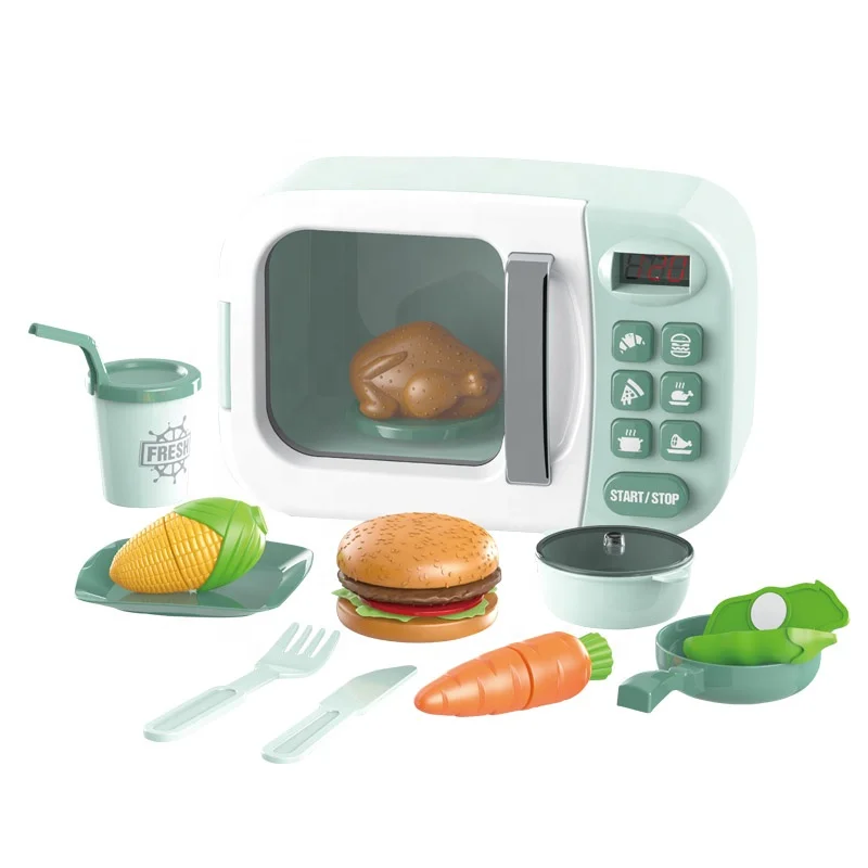 Pretend Play Miniature Kitchen Toy Set Kids Cooking Small Home Appliance Microwave Oven