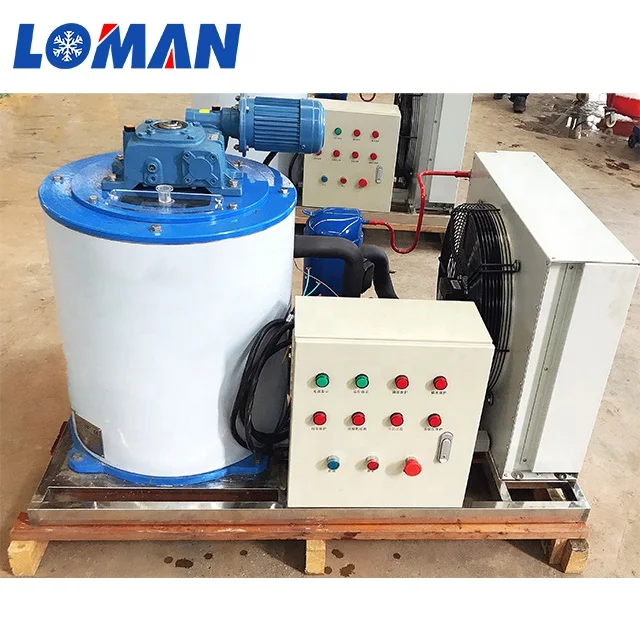 Loman Industrial snow Ice Making Machine With ice bin  Freshwater 1 tons Flake Ice Maker Machine For Fish