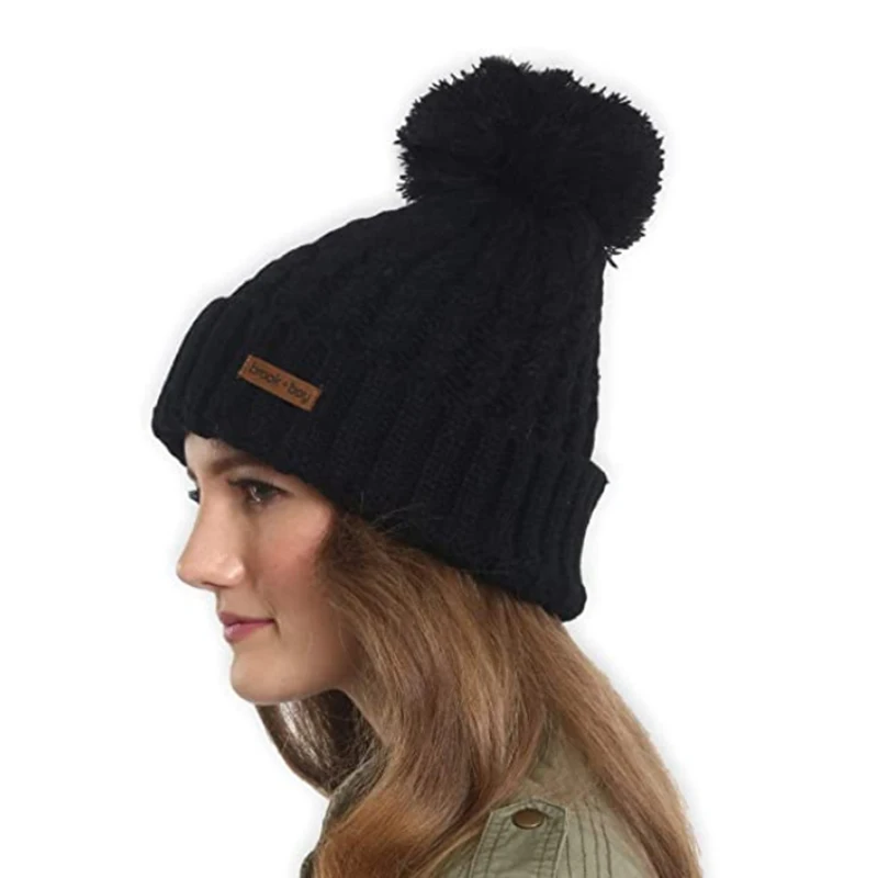 Верхняя одежда для малышей жаккардовая трикотажная шапка с манжетами и помпоном командный