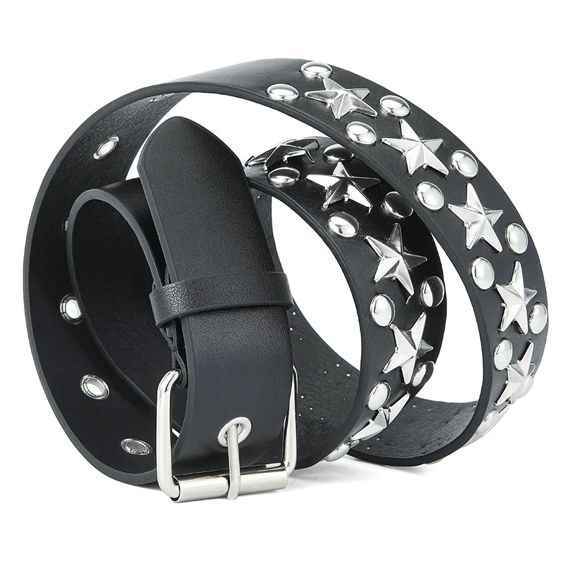 Popular Y2K Star Studded Rivet Belt Punk Rock Metal Rivet PU Leather Belt For Men Women Unisex