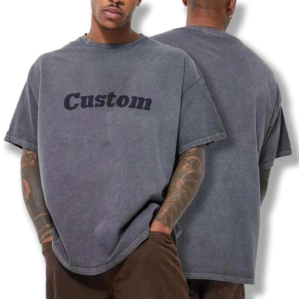 Men Street Wear 100% Cotton T Shirt Xxxxxxl Custom 220 Gsm Vintage Acid Wash T Shirt Heavy Weight Oversized Blank T Shirts