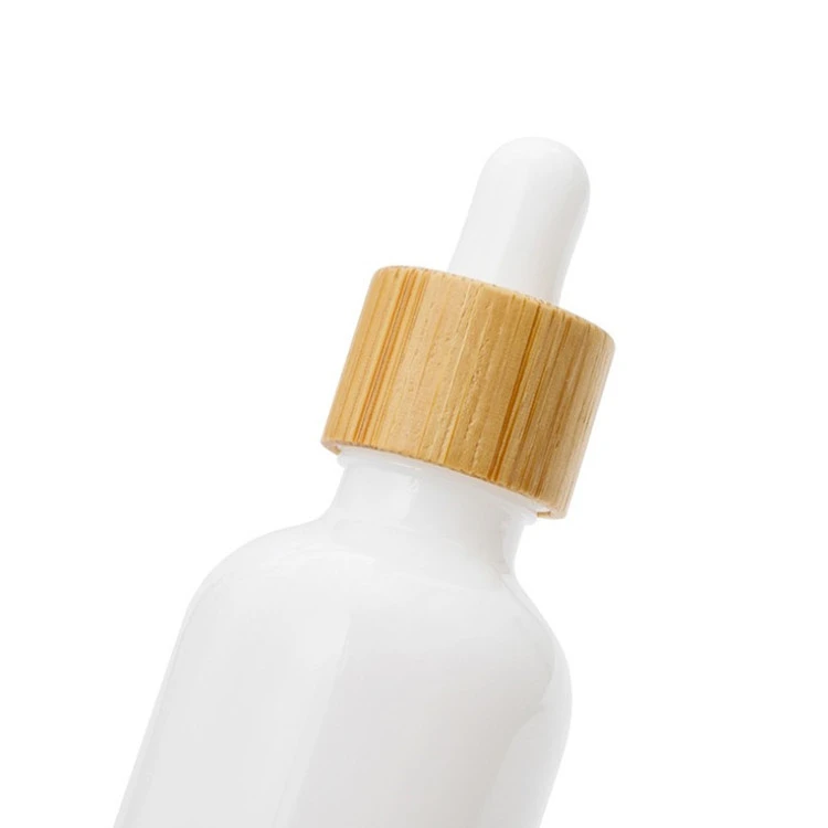 Porcelain Ceramic Glass Dropper Bottle Lid Essential Oil Bottle White with Bamboo Lh Unique Luxury Cosmetic Packaging 100pcs