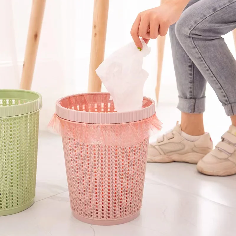 Hollow Trash Can with Built-in Trash Bag Creative Wastebasket Garbage Bin Waste Debris Storage Garbage Bin