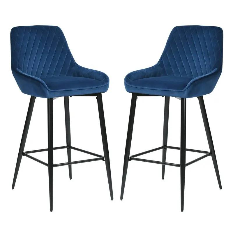 Home Coffee Bar Room Use  Leisure bar stool Armless modern velvet fabric  bar chair