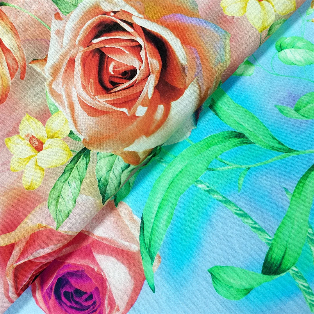 China Manufactory Organic  100% cotton voile fabric  digital printed dress fabric