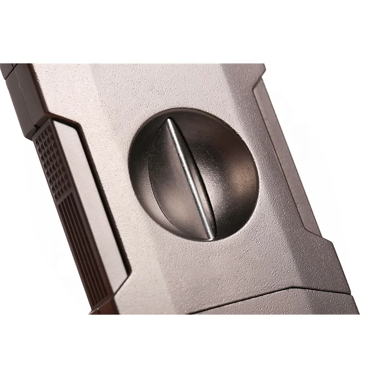 Frosted electro-galvanized alloy with cigarette holder function semi-automatic spring side-opening cigar cutter