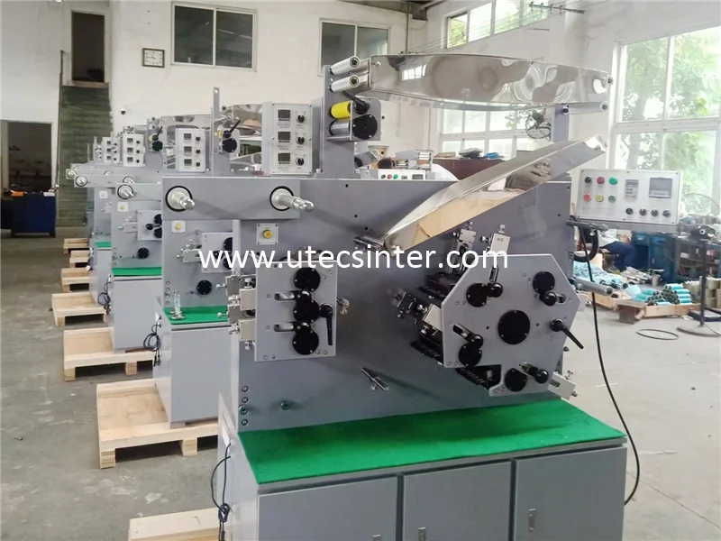 UGS42 Multiple Color Automatic Fabric barcode label Flexo Printer, Garment Organza Grosgrain cotton ribbon Printing Machine
