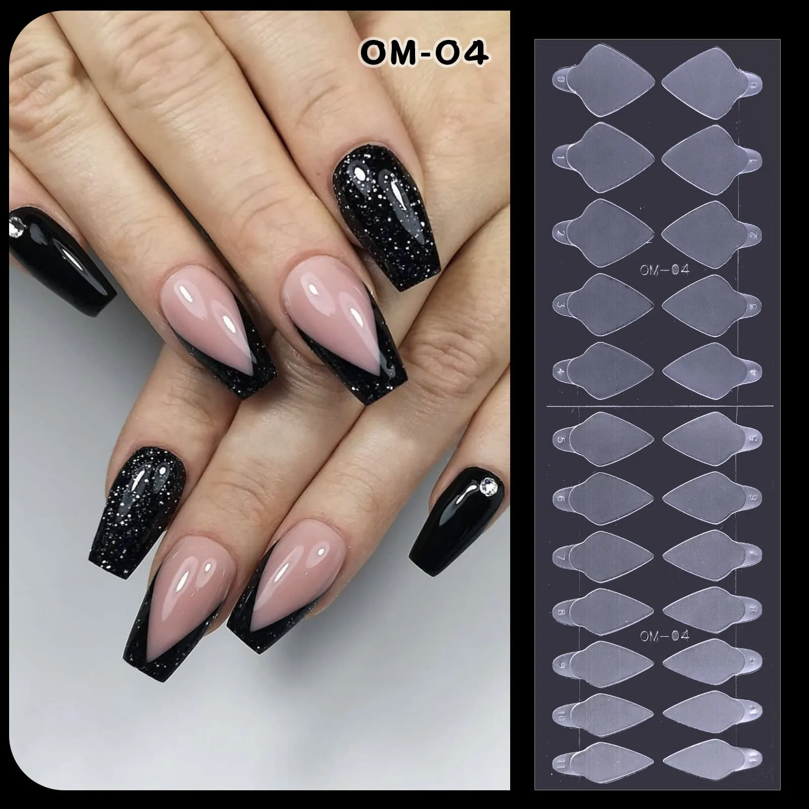 24pcs/bag nail form mould silicone buffer matte free french crystal paper holder extension glue model high quality nail forms