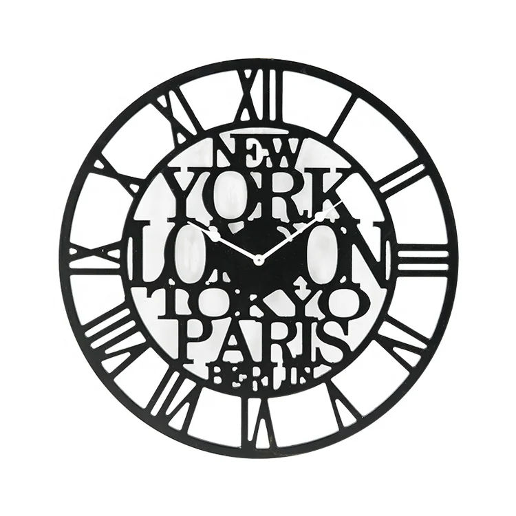 Черный nordic стиль деревянные Роскошные необычные промышленные шестерни слово настенные часы