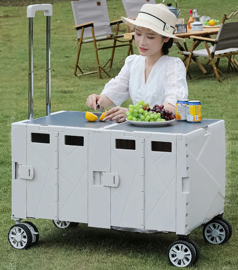 Small Quik Cart Collapsible Rolling Crate on Small folding food supermarket 3 wheels climbing luggage foldable shopping trolleys