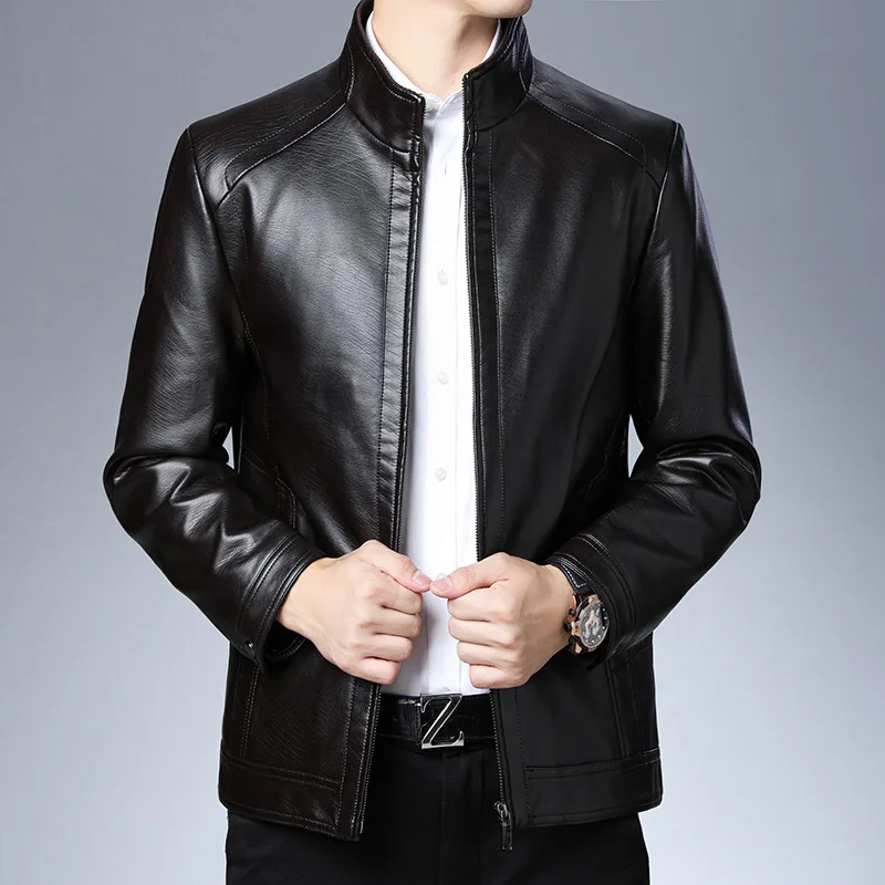Genuine Suit Leather Jacket Men Slim Fit Short Coat Men Fashion Leather Jacket