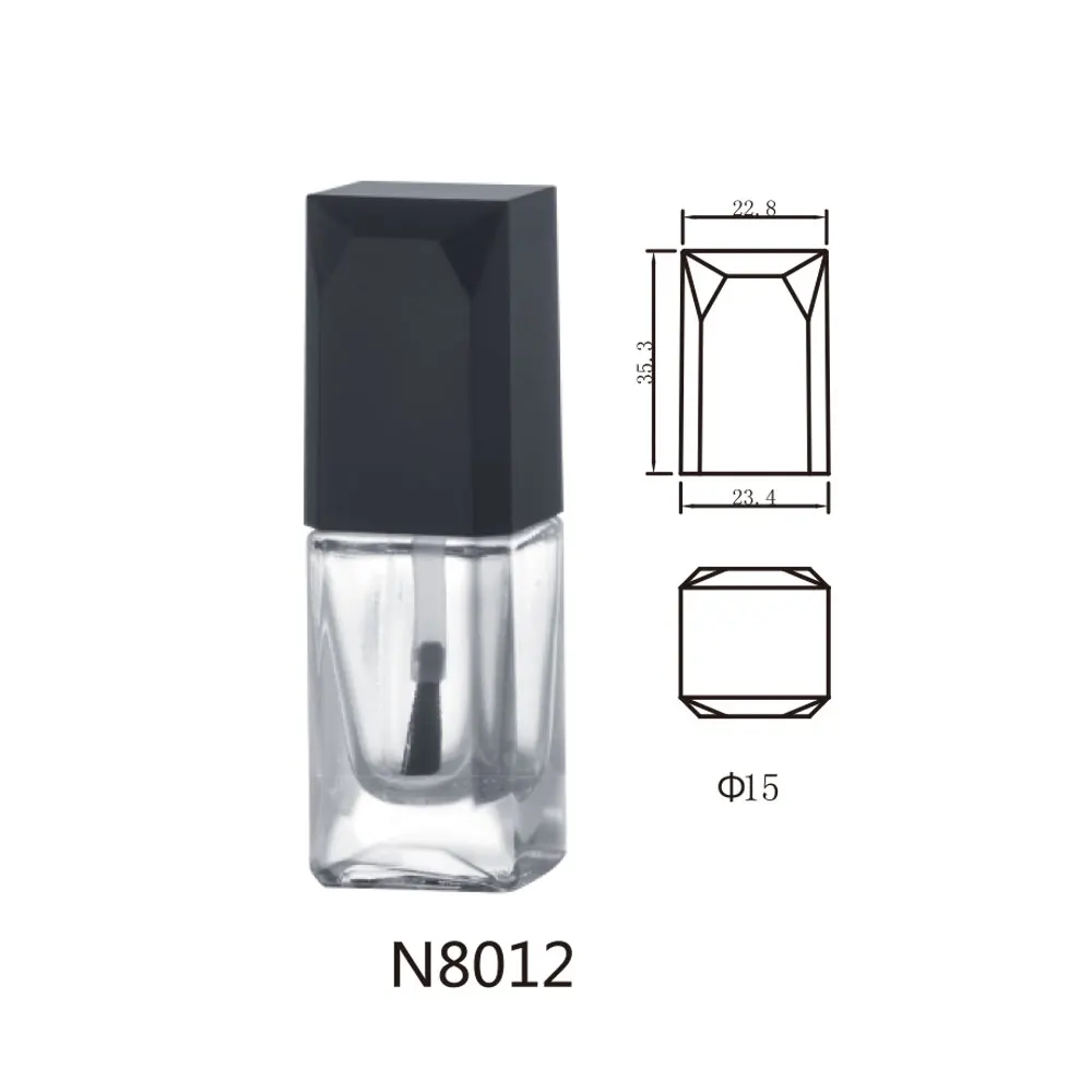 china factory outlets custom 10ml 12ml 15ml clear empty gel nail polish glass bottle with black dupont brush