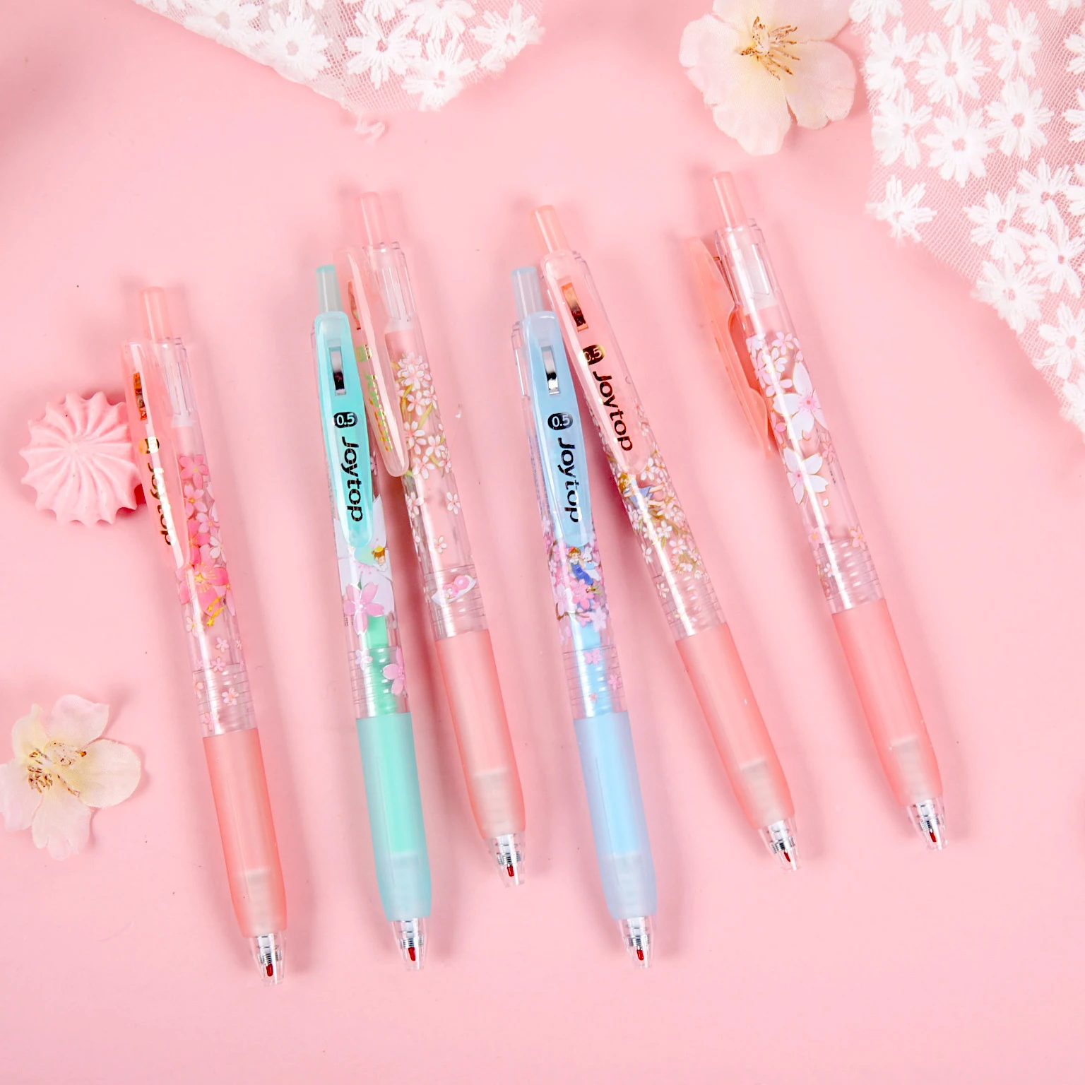 Joytop 3164 Wholesale Plastic Sakura Rack Suits Customized Retractable 0.5Mm Ballpoint Pen Refill