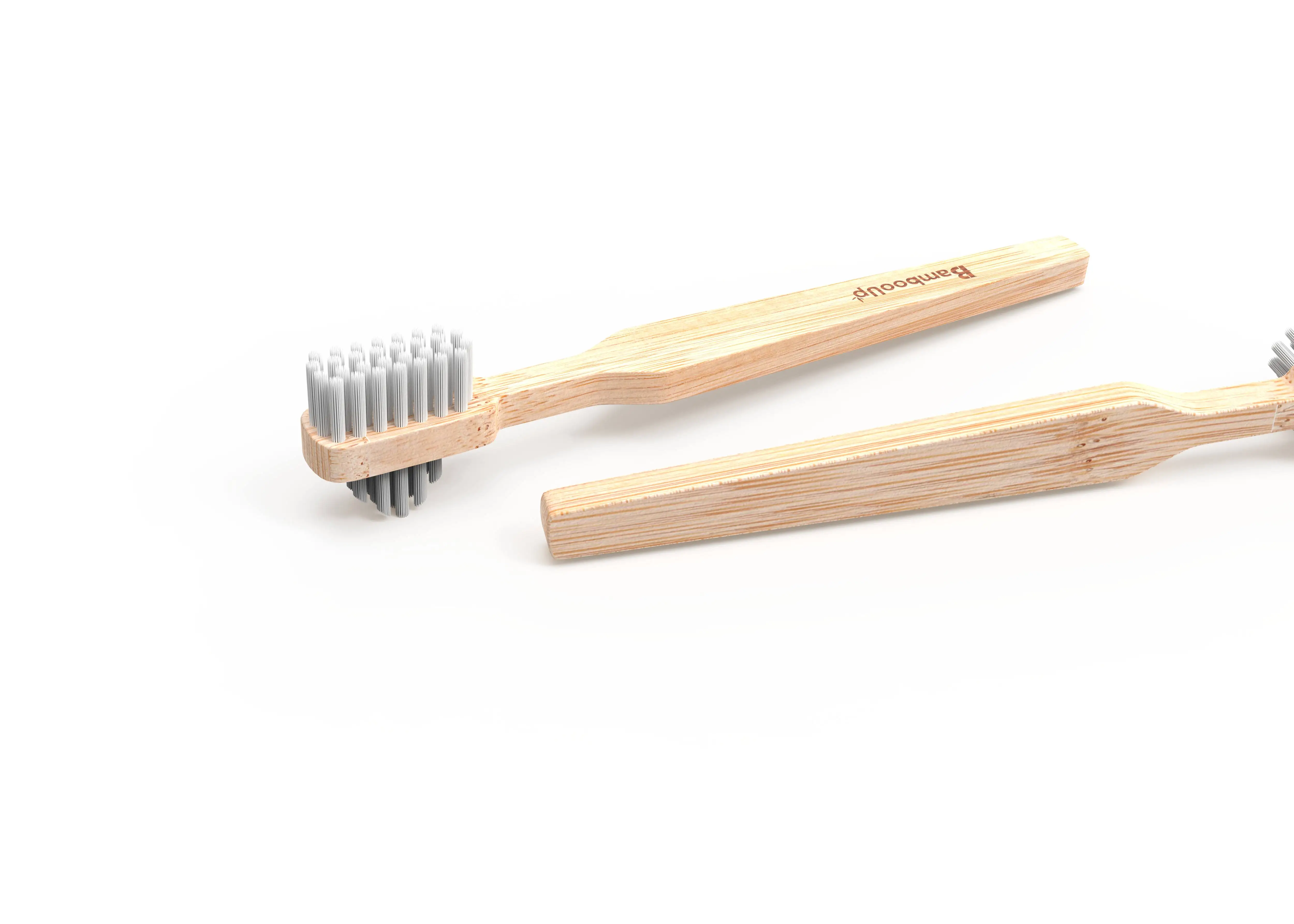 100% moso bamboo double sided toothbrush with hard bristle sustainable denture brush for false teeth
