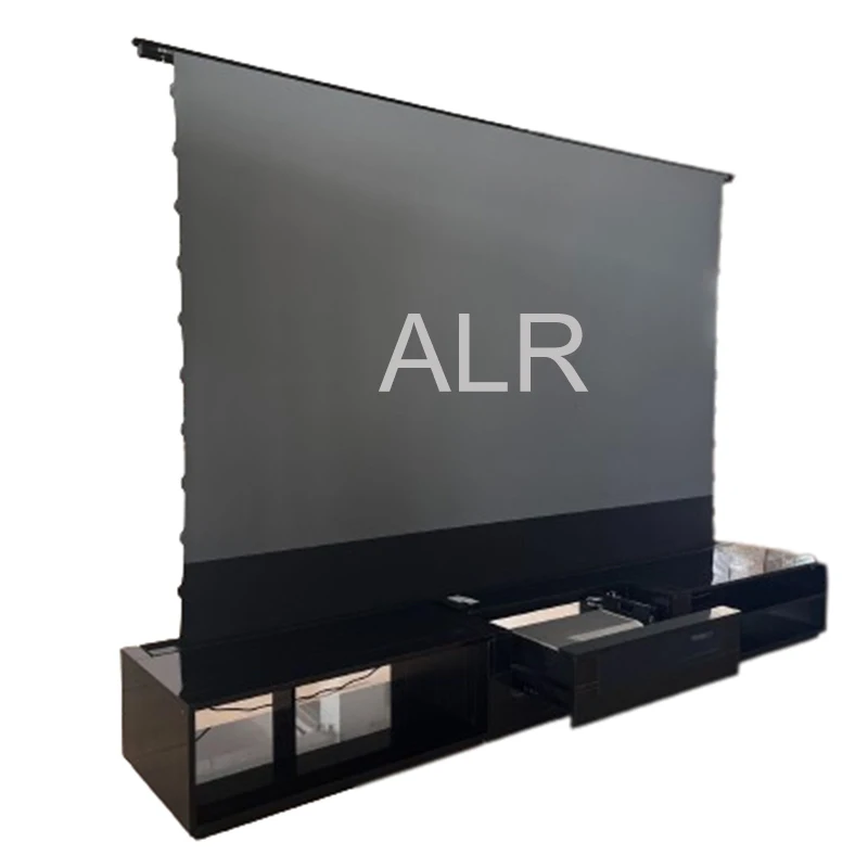 XYScreen motorized laser tv cabinet 120 inch ALR UST Floor Rising projector Smart Cabinet