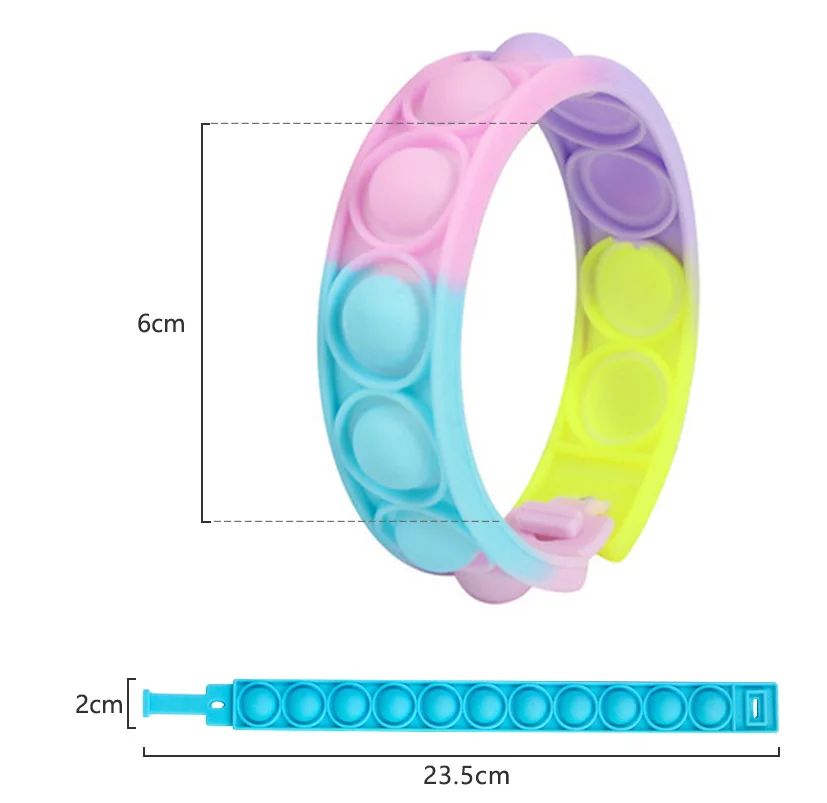 Adult Kids Stress Relief Wearable Silicone Pop Push Bubble Sensory Fidget Toy Wristband Push Fidget Bracelet Toys