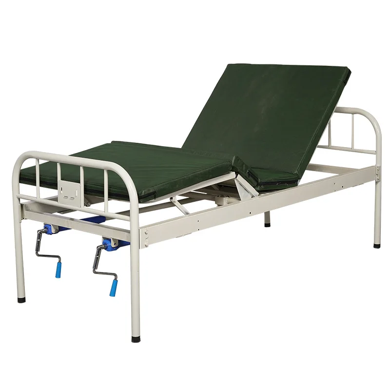Factory Direct Hot Selling Manual Medical Bed with Double Shaking Iron Plate Head ISO Certified for Hospitals
