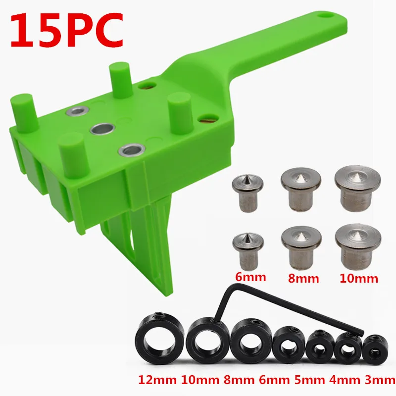 15 Pcs Straiyht Hole locator Pocket Hole Screw Jig Dowel Drill Guide Locator Carpentry Dowel Joints