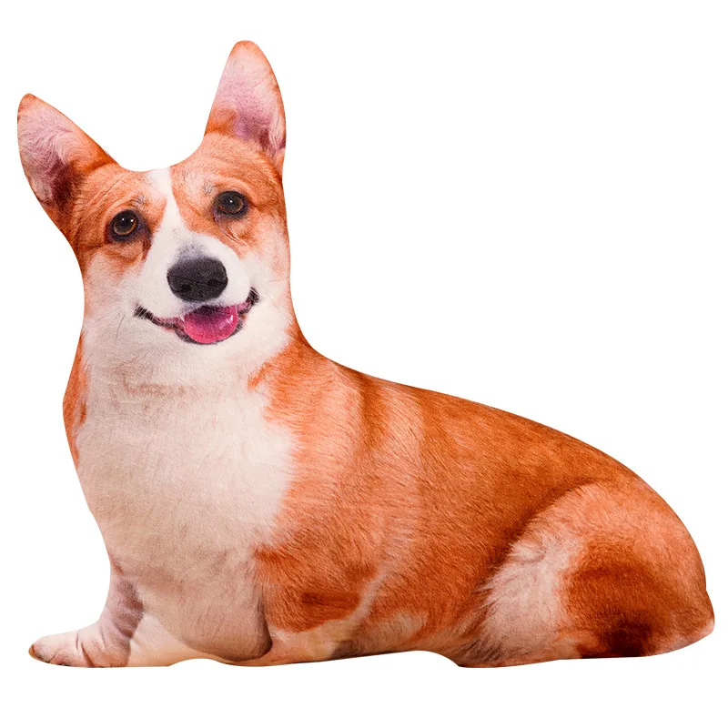 Cute Simulated 3D Printed Stuffed Soft Cuddly Dog Puppy Shepherd Corgi Shiba Ine Husky Warm Sofa Pillow Cushion Gift