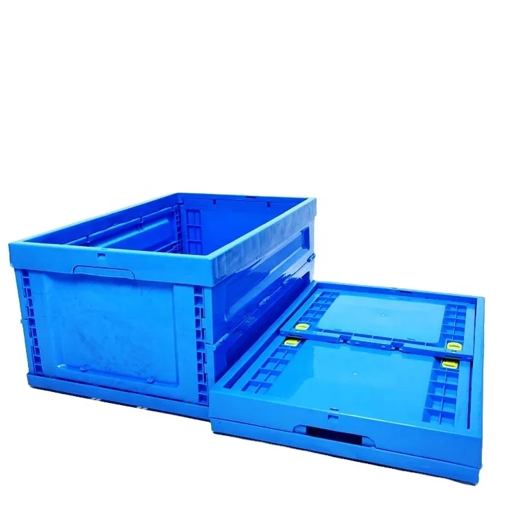 Customize Logo Color Plastic Folding Crates Boxes Foldable Storage Stackable Lock Collapsible with Lid