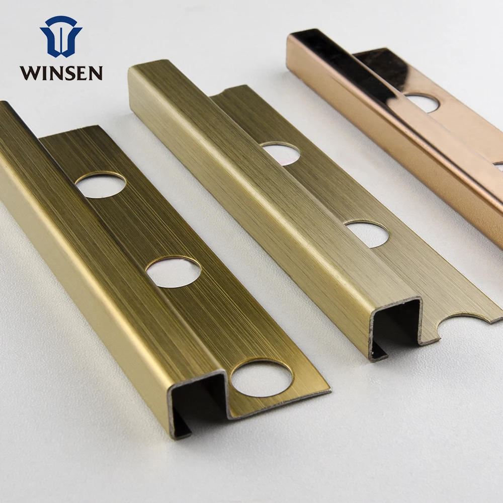 Free Sample Stainless Steel Tile Trim Corner or Floor Or Wall Edges Decoration Tile Trim Stainless Steel Ceramic Wall Tile Trim