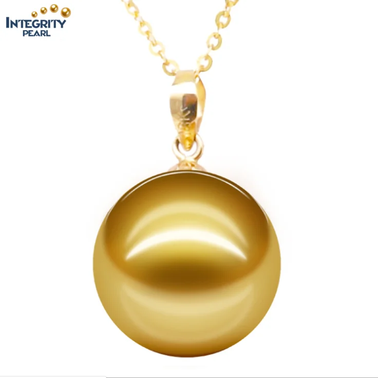 
10-11mm AAA grade 18K gold natural yellow golden south sea pearl pendant gold pearl jewelry 