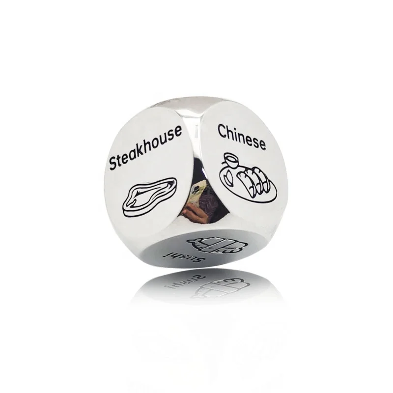 custom 20mm zinc alloy food metal dice personalized D6 metal food sexy dice decision date night dice for couple